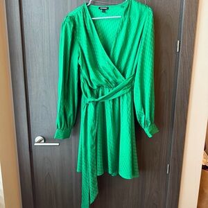 Express Green Wrap Mini Dress